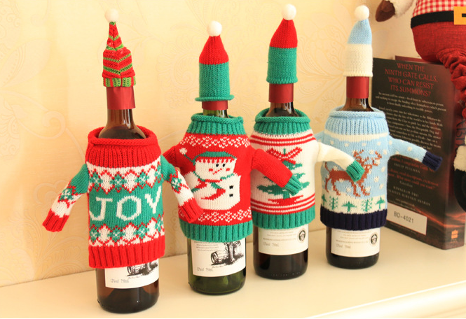 Knitted Christmas Bottle Set