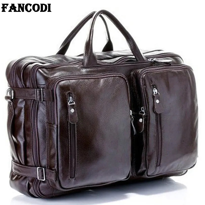 Fashion Multi-Function Full Grain Genuine Leather Travel Bag; Leather Luggage Travel Bag; Duffle Bag; Large Tote