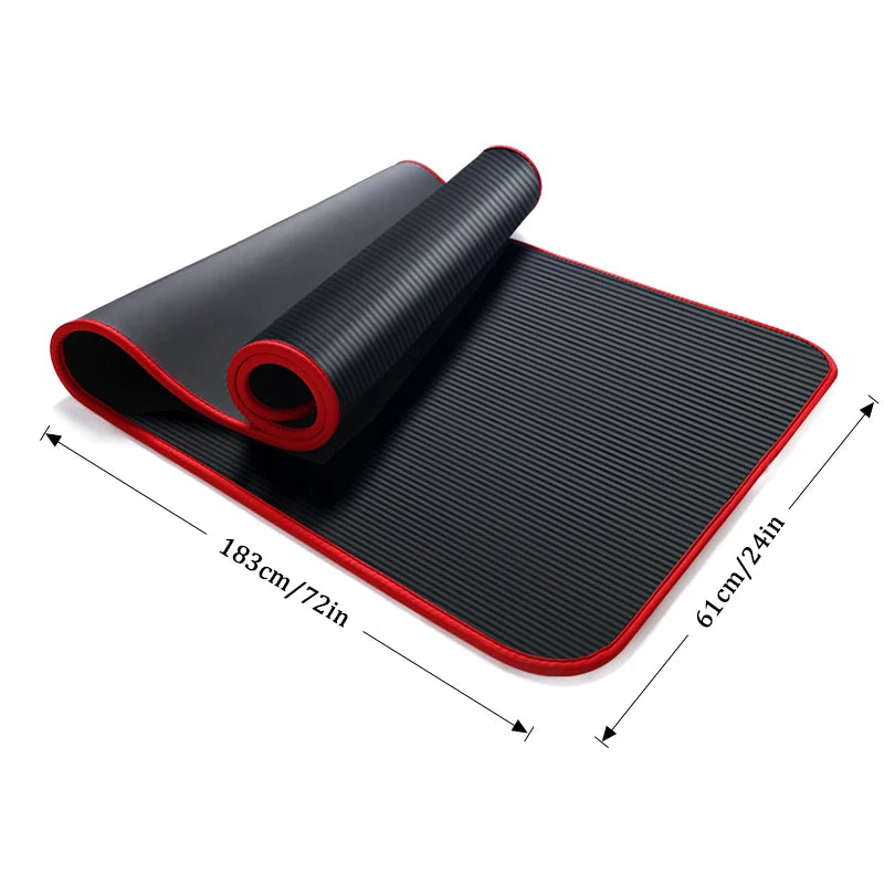 10MM Yoga Mat; Carpet Edge-Covered; Tear Resistant Yoga Mat With Bag &amp; Strap