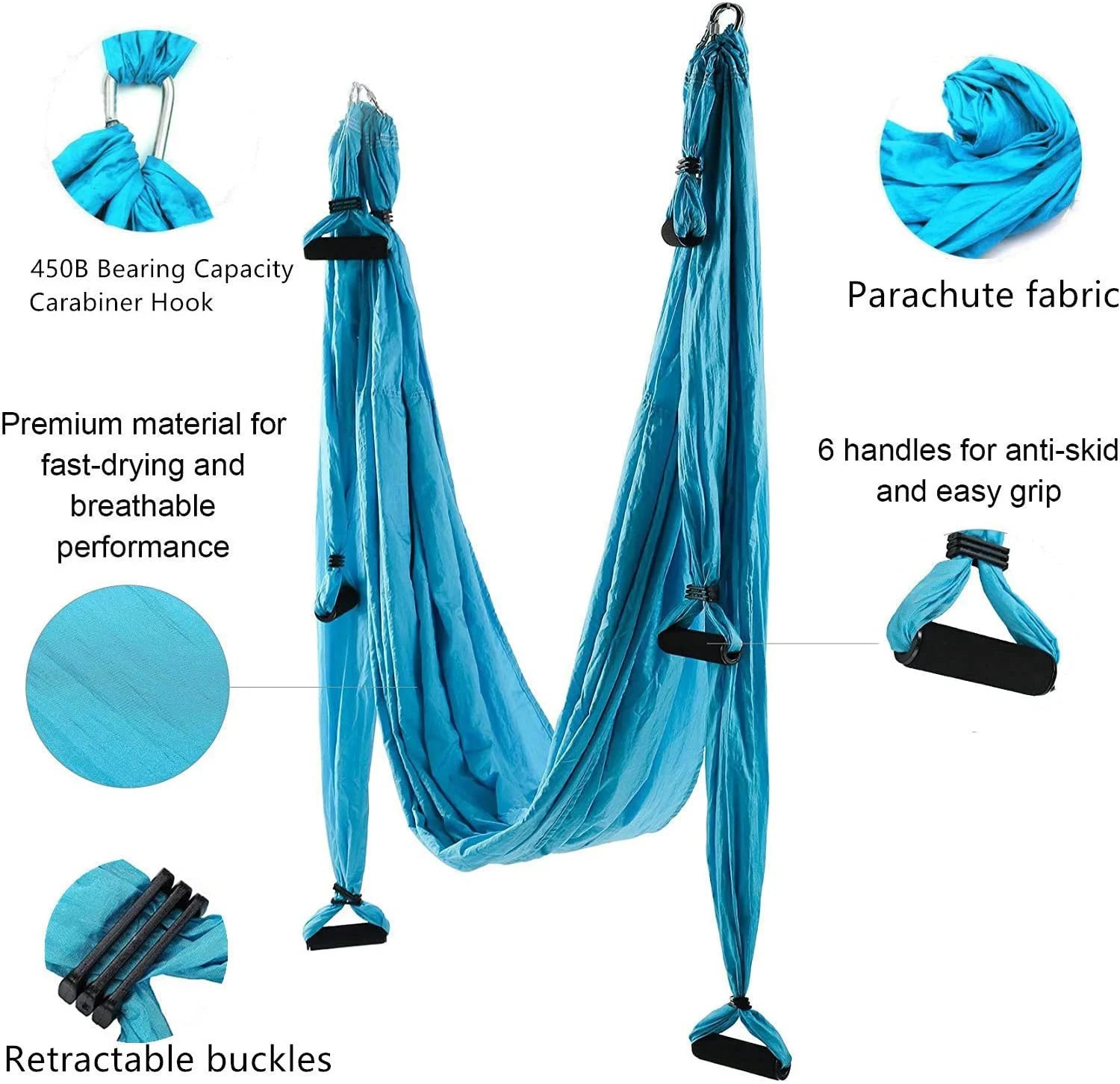 Aerial Yoga Hammock for Inelastic Gym Strength; Yoga Inversion; Anti-Gravity Aerial Traction Swing