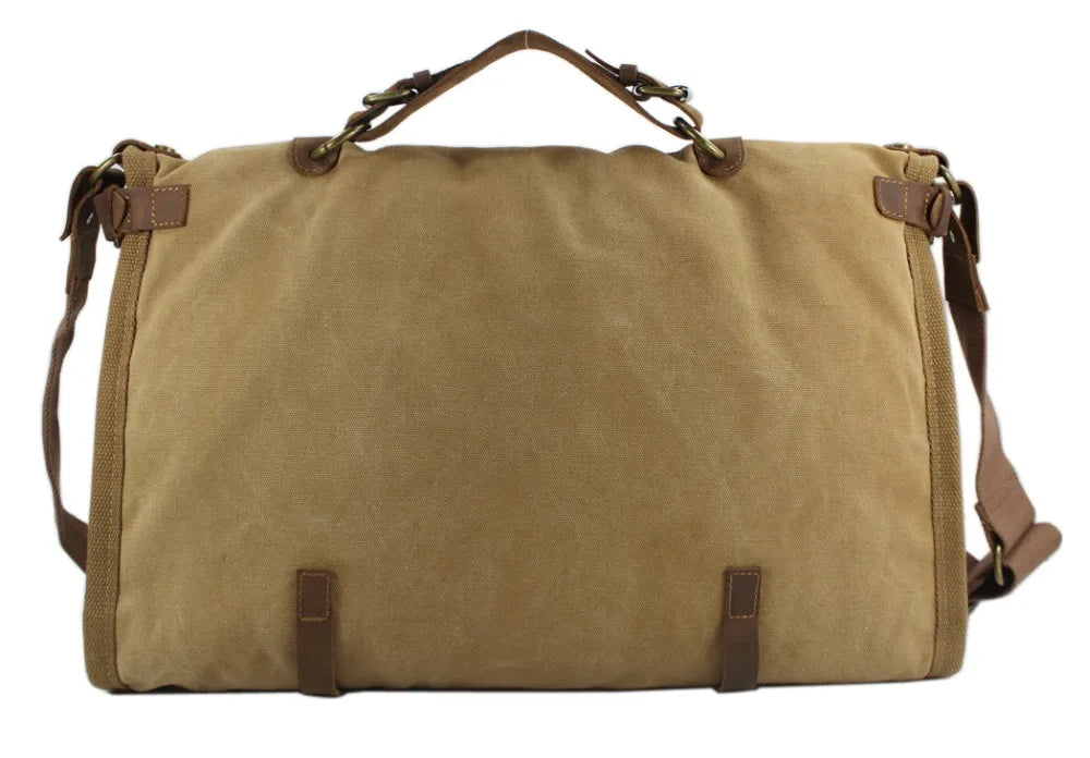 Vintage Retro Military Bag; Canvas &amp; Leather; Travel Bag