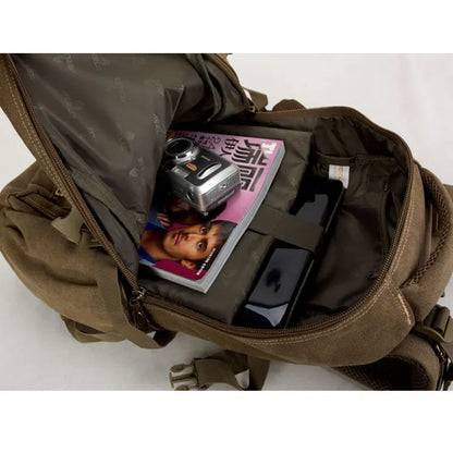 Military Canvas Backpack; Travel, School, Leisure