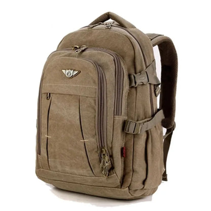 Military Canvas Backpack; Travel, School, Leisure