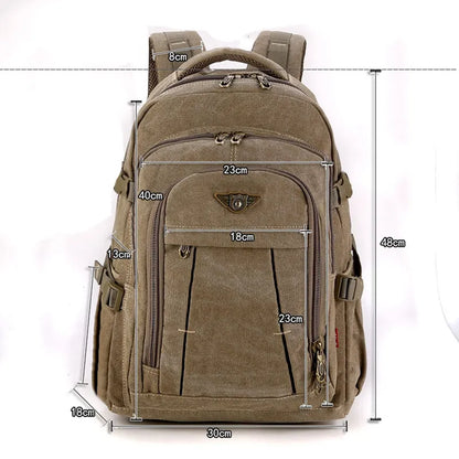 Military Canvas Backpack; Travel, School, Leisure