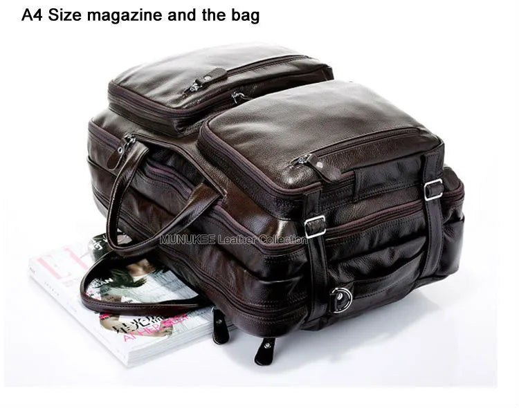 Fashion Multi-Function Full Grain Genuine Leather Travel Bag; Leather Luggage Travel Bag; Duffle Bag; Large Tote