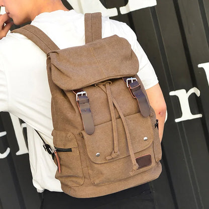 Canvas Travel Backpack; Vintage; Canvas Drawstring