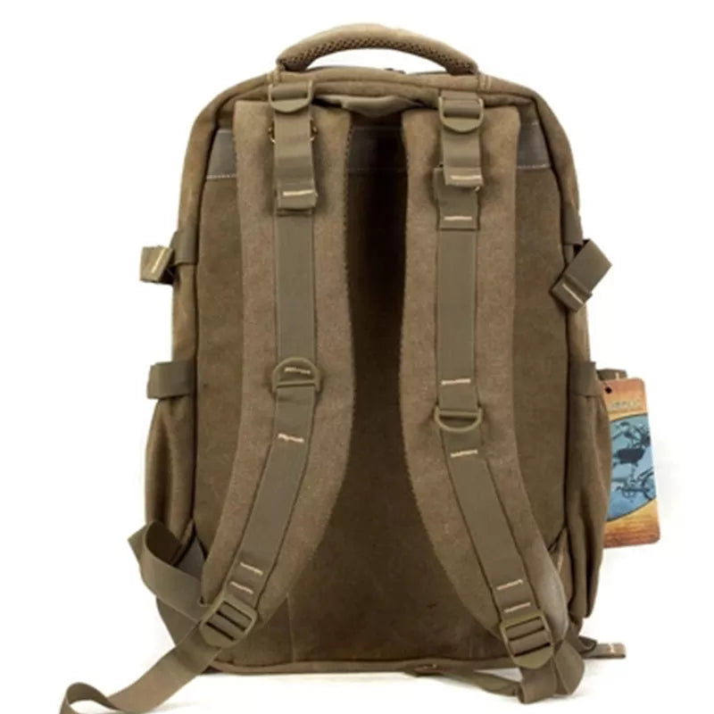 Military Canvas Backpack; Travel, School, Leisure