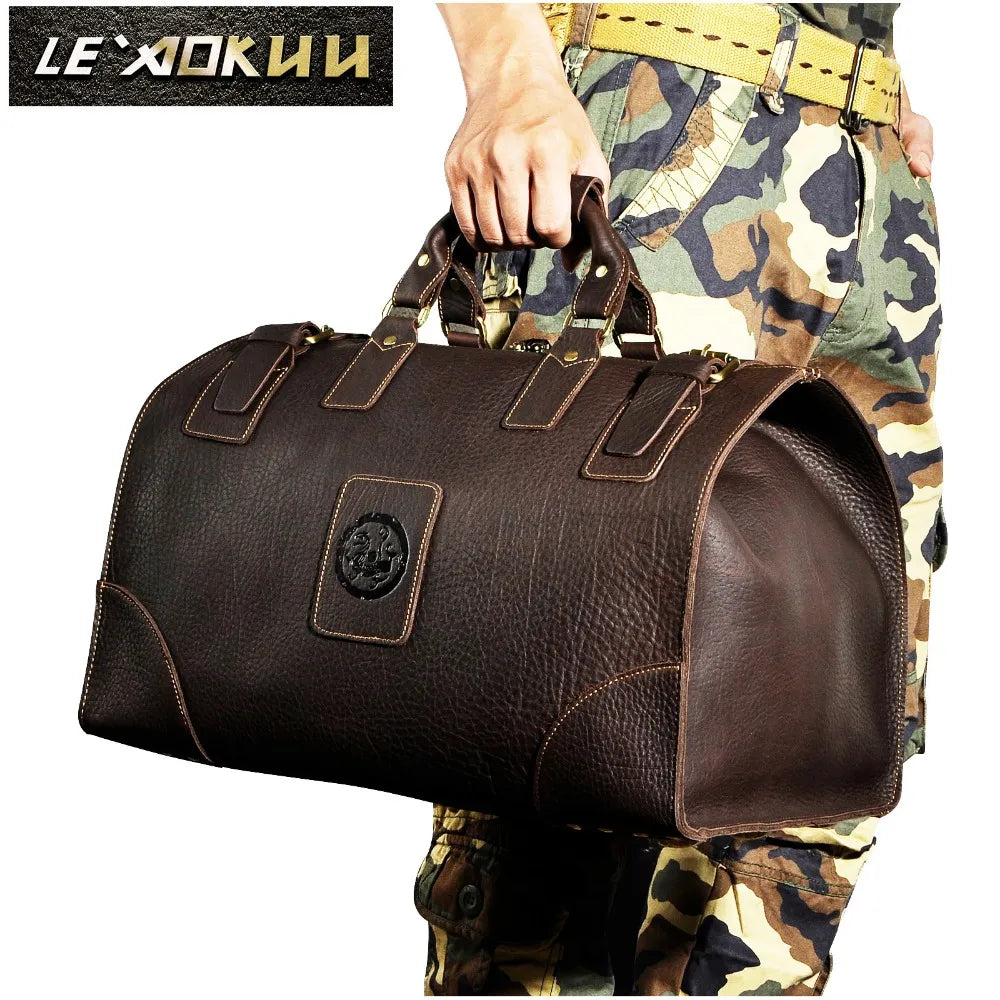 Crazy Horse Leather Large Capacity Retro Design Travel Bag; Duffle Bag