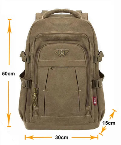 Canvas Backpack; Travel, School, Leisure; Large Capacity