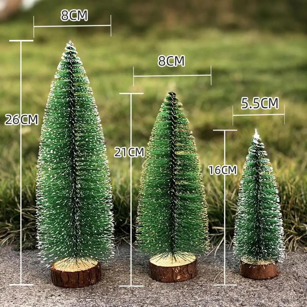 Green Pre-lit Mini Fiber Optic Tabletop Artificial Christmas Tree with LED lights and Wooden Base