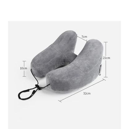 Travel Pillow; Hooded Inflatable Neck Pillow; Great For Airplane Sleeping; Portable With Storage Bag