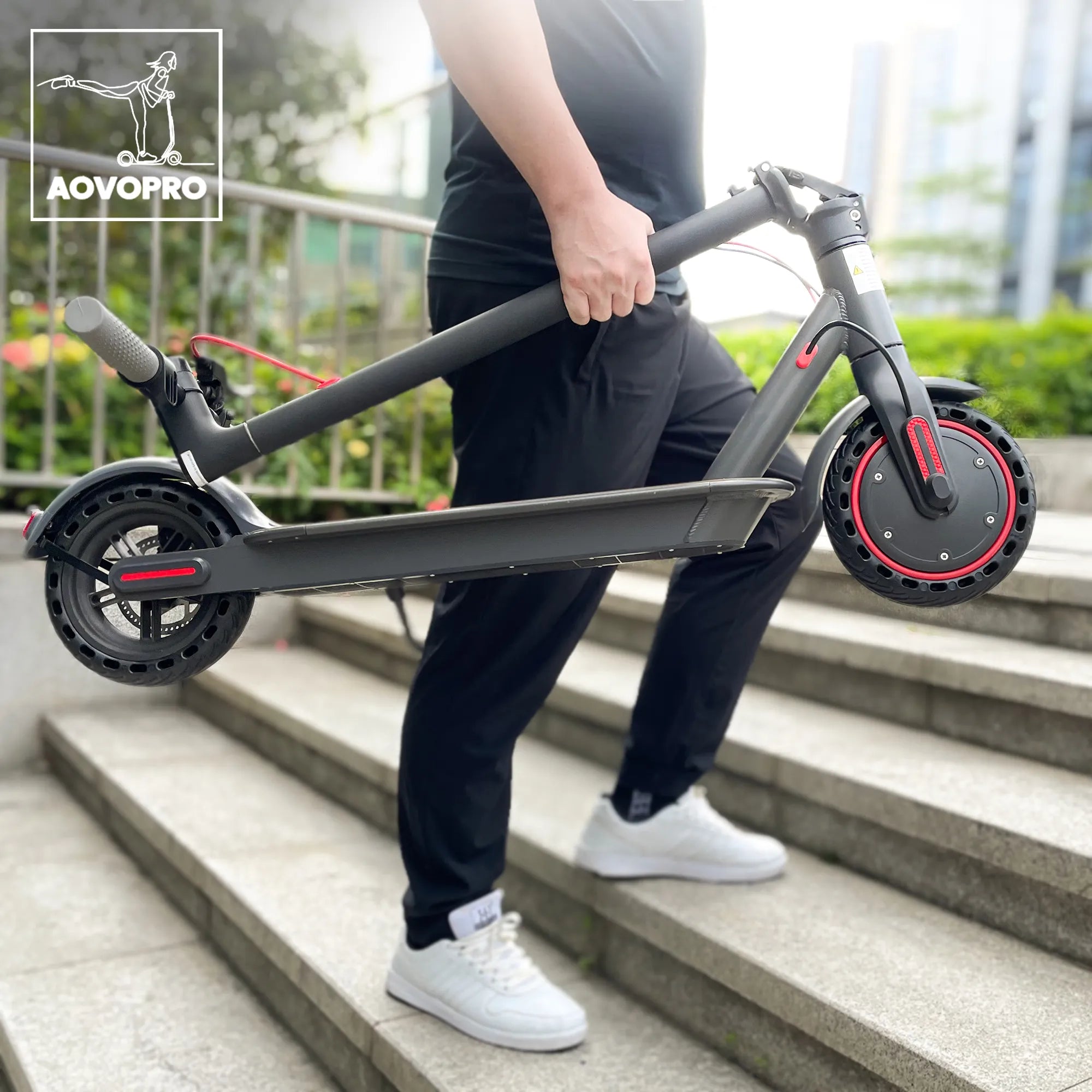 AOVOPRO ES80 M365 Electric Scooter 350W 19mph, APP Smart Adult Scooter; Shock Absorption; Anti-skid; Folding Electric Scooter