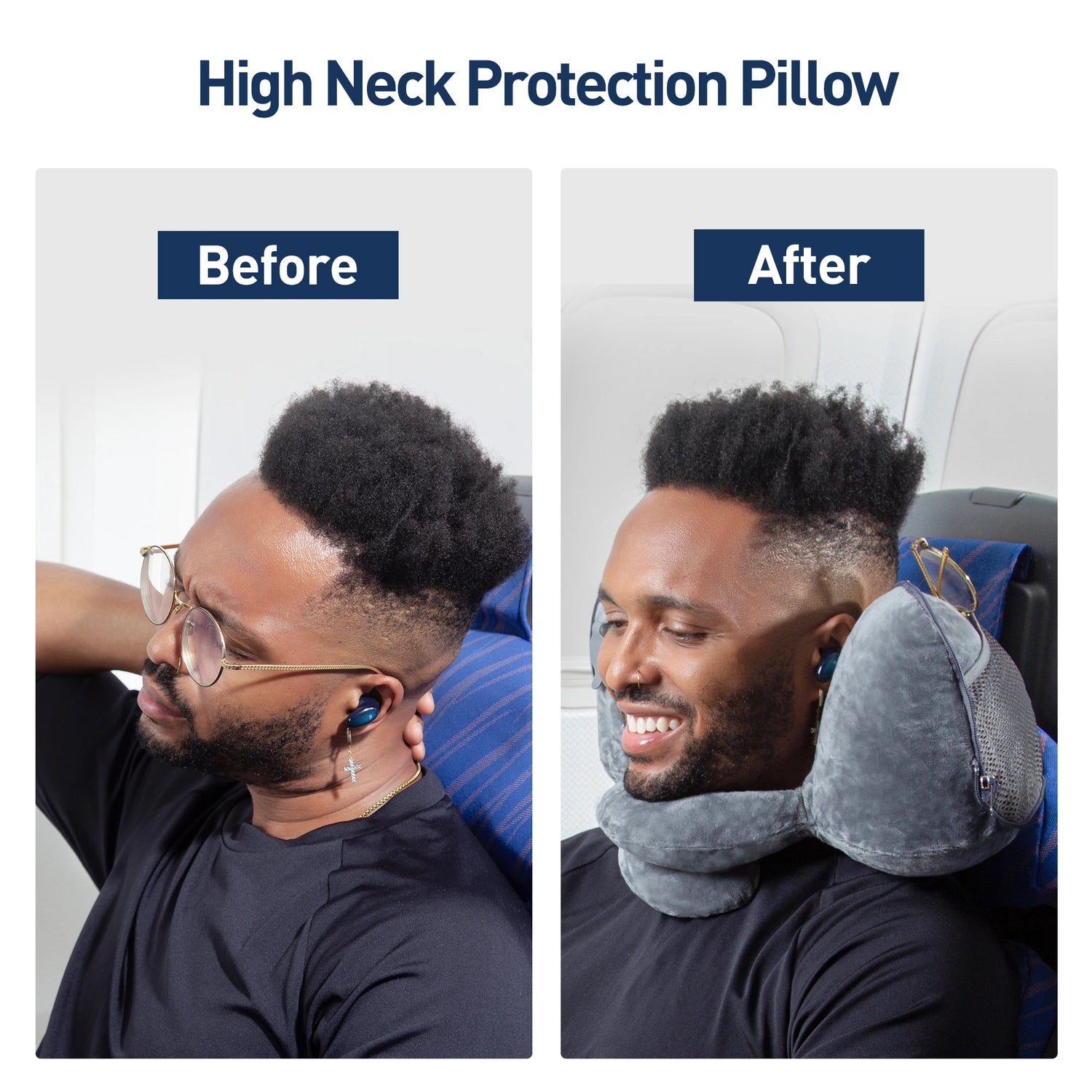 Travel Pillow; Inflatable Soft Cushion; Awesome For Airplane Travel! Collapsible design