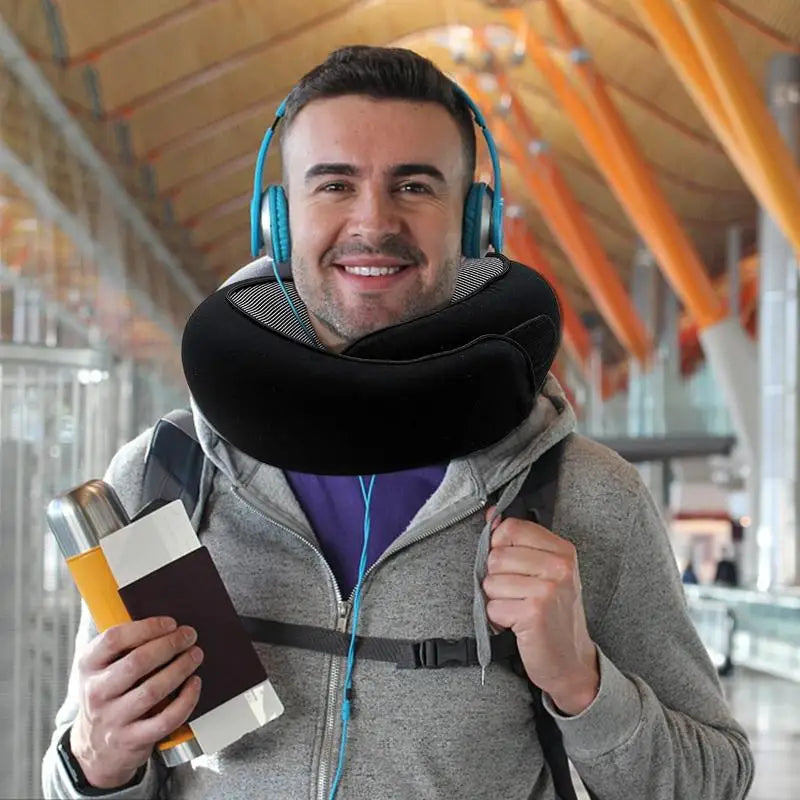 Travel Pillow; Memory Foam Neck Support For Flights or Anywhere!