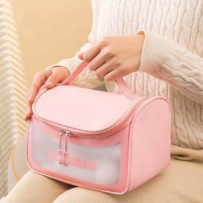 Women’s Travel Storage Bag; Toiletry Organizer; Waterproof Cosmetic Bag; Portable Transparent MakeUp Bag