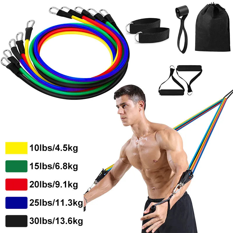 11Pcs/Set Latex Resistance Bands With Ankle Strap