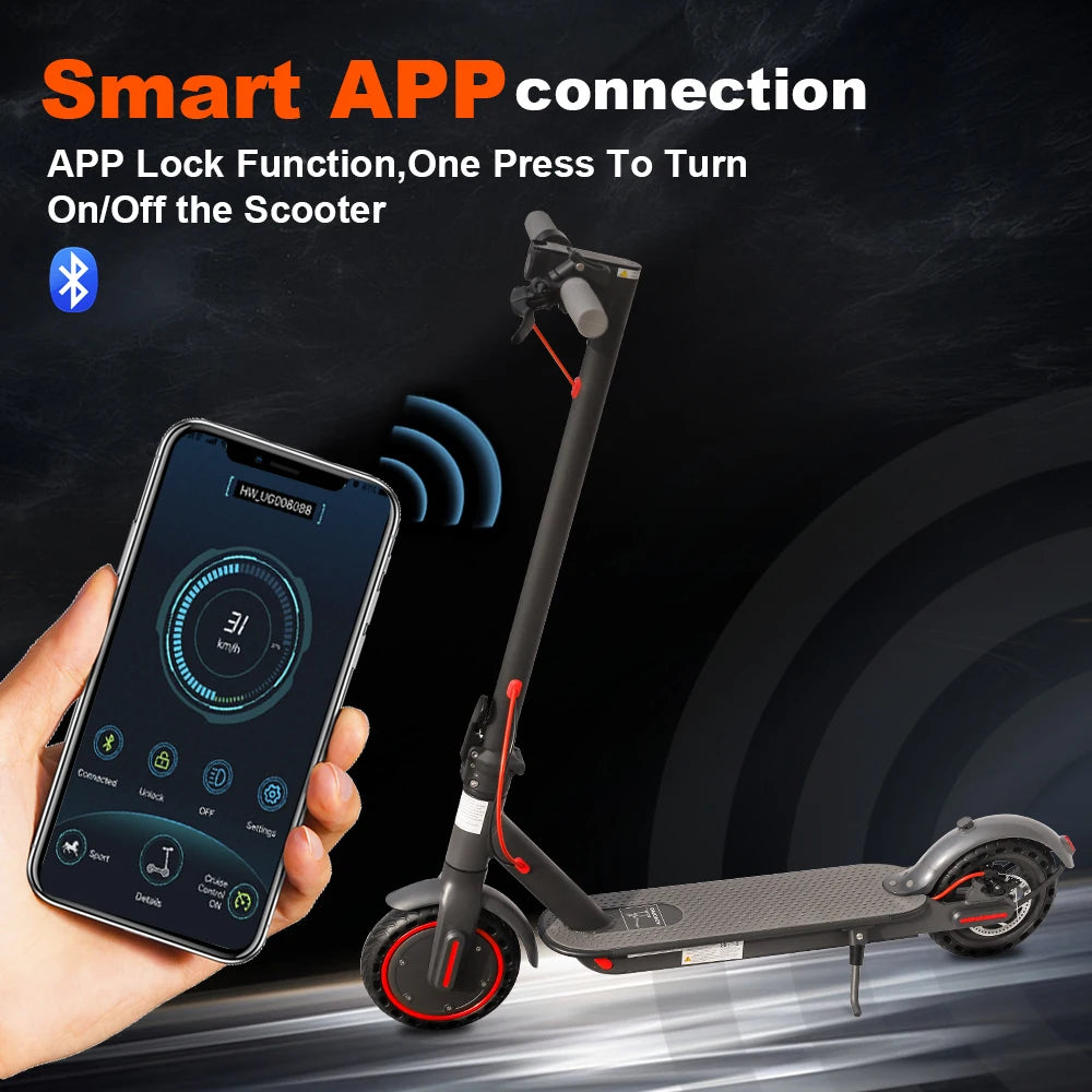 AOVOPRO ES80 M365 Electric Scooter 350W 19mph, APP Smart Adult Scooter; Shock Absorption; Anti-skid; Folding Electric Scooter