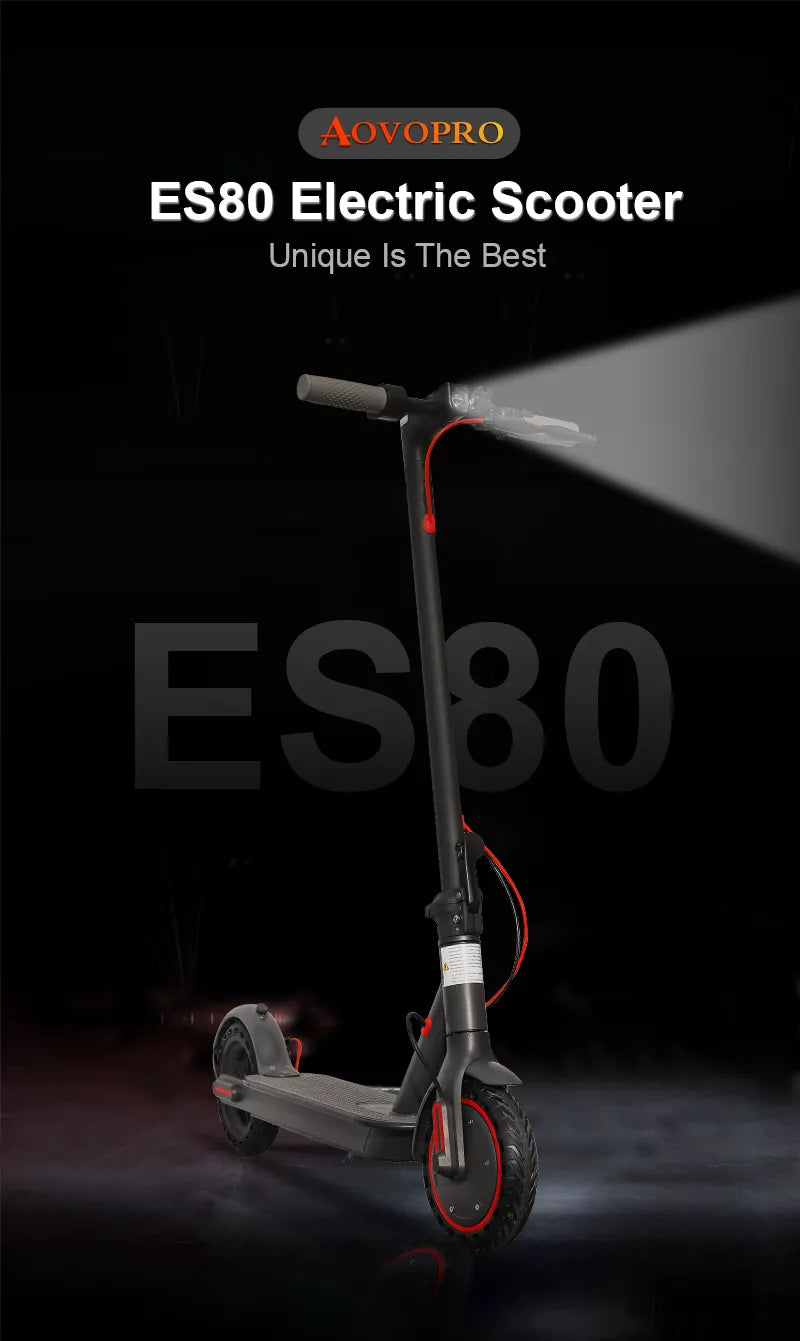 AOVOPRO ES80 M365 Electric Scooter 350W 19mph, APP Smart Adult Scooter; Shock Absorption; Anti-skid; Folding Electric Scooter