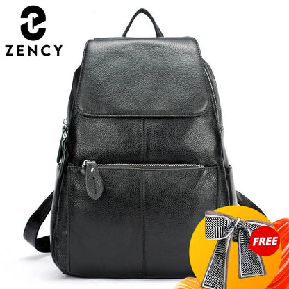 Stylish Black Leather Backpack; Anti-theft, Large Capacity; Travel, School, Leisure