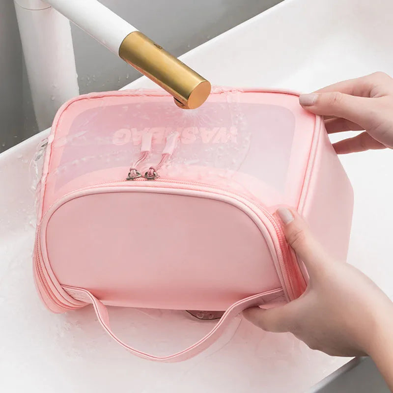 Women’s Travel Storage Bag; Toiletry Organizer; Waterproof Cosmetic Bag; Portable Transparent MakeUp Bag