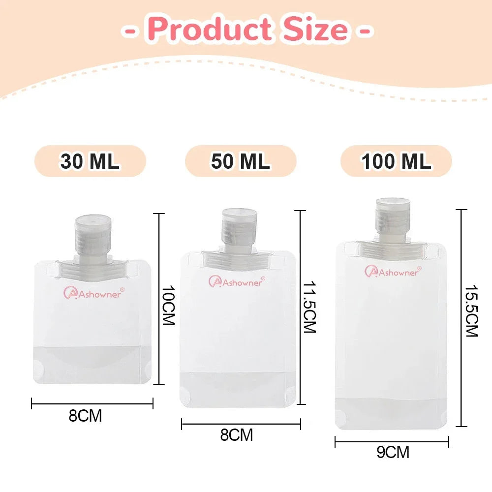 30/50/100ml Dispenser Bag; Portable Travel Packaging; Reusable Leak-proof