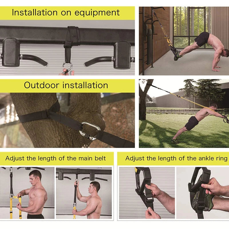 Hanging Training Strap; Adjustable Resistance Band Set