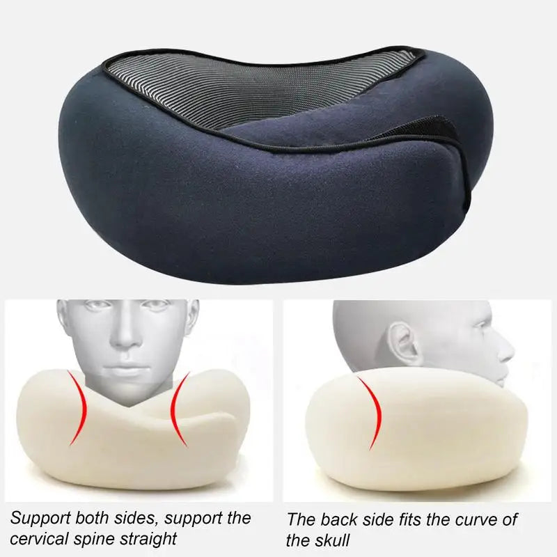 Travel Pillow; Memory Foam Neck Support For Flights or Anywhere!