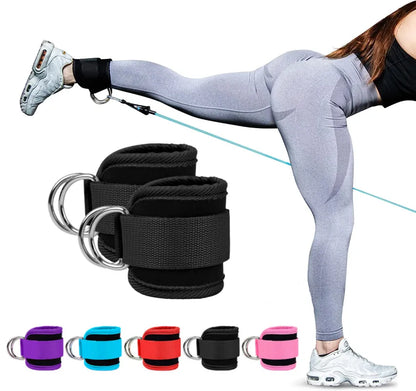 Gym Ankle Straps; Double D-Ring; Adjustable Neoprene Padded Ankle Cuffs