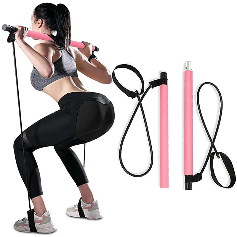 Portable Yoga/Pilates Bar with Resistance Band