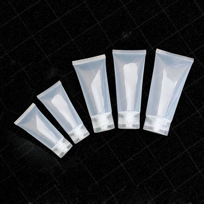 10Pcs 15/20/30/50/100ml Empty Clear Plastic Cosmetic Tubes; Refillable Travel Containers for All Your Toiletry Needs!