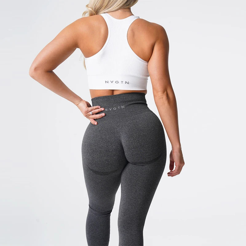 Speckled Seamless Spandex Leggings; Soft Workout Tights; High Waisted